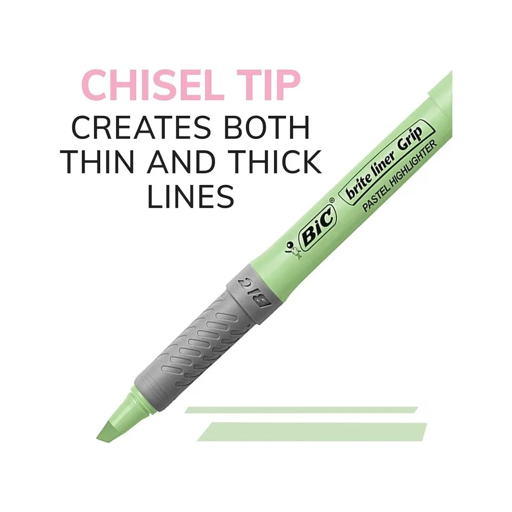 BIC Brite Liner Grip‎ Pastel Highlighters Chisel Tip 6-Count 3-Pack 18 Total
